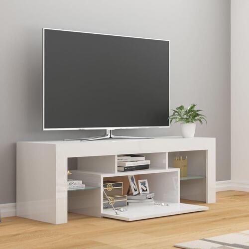 Tv-skab med LED-lys 120x35x40 cm hvid højglans