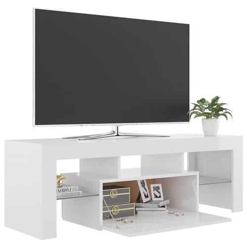 Tv-skab med LED-lys 120x35x40 cm hvid højglans