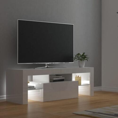 Tv-skab med LED-lys 120x35x40 cm hvid højglans