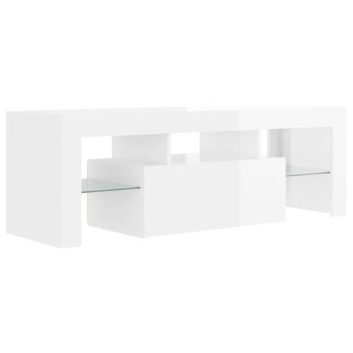 Tv-skab med LED-lys 120x35x40 cm hvid højglans