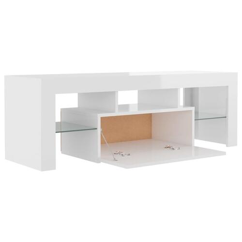 Tv-skab med LED-lys 120x35x40 cm hvid højglans