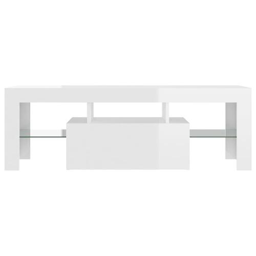 Tv-skab med LED-lys 120x35x40 cm hvid højglans