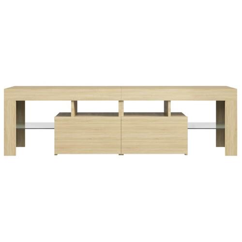 Tv-bord med LED-lys 140x36,5x40 cm sonoma-eg