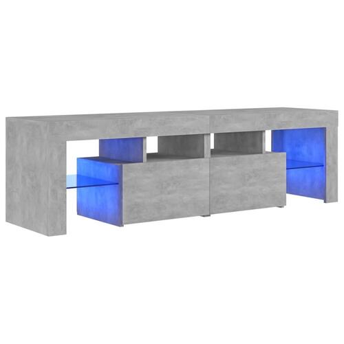 Tv-bord med LED-lys 140x36,5x40 cm betongrå