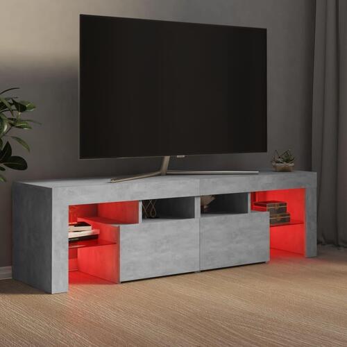 Tv-bord med LED-lys 140x36,5x40 cm betongrå