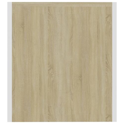 Tv-bord med LED-lys 140x36,5x40 cm hvid og sonoma-eg