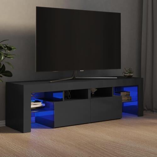 Tv-bord med LED-lys 140x36,5x40 cm grå højglans