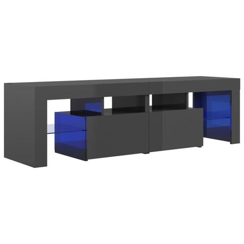 Tv-bord med LED-lys 140x36,5x40 cm grå højglans