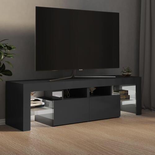 Tv-bord med LED-lys 140x36,5x40 cm grå højglans