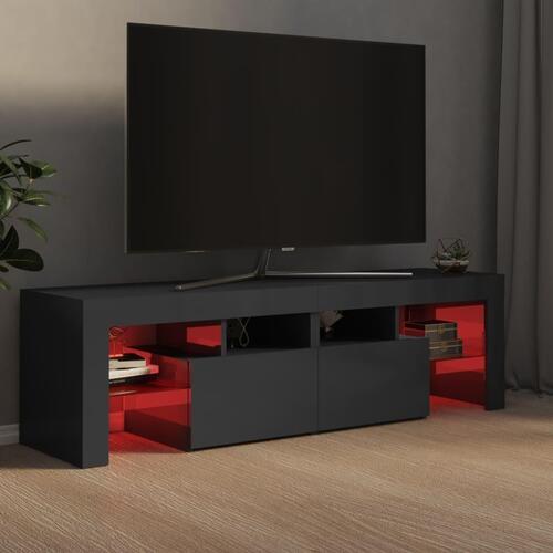 Tv-bord med LED-lys 140x36,5x40 cm grå højglans