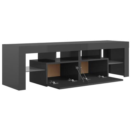 Tv-bord med LED-lys 140x36,5x40 cm grå højglans