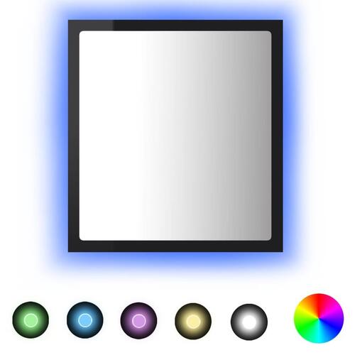 Badeværelsesspejl med LED-lys 40x8,5x37 cm akryl sort højglans