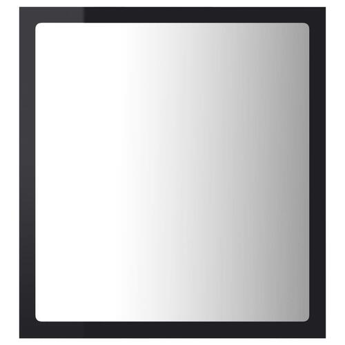 Badeværelsesspejl med LED-lys 40x8,5x37 cm akryl sort højglans