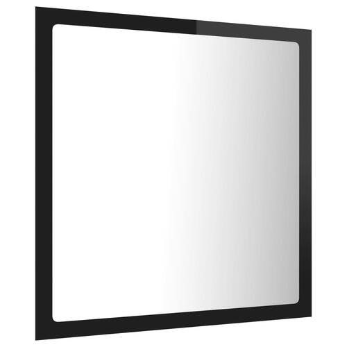 Badeværelsesspejl med LED-lys 40x8,5x37 cm akryl sort højglans