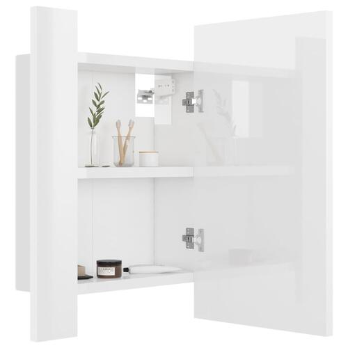 Badeværelsesskab m. spejl+LED-lys 40x12x45 akryl hvid højglans