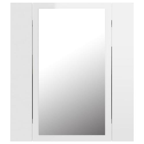 Badeværelsesskab m. spejl+LED-lys 40x12x45 akryl hvid højglans