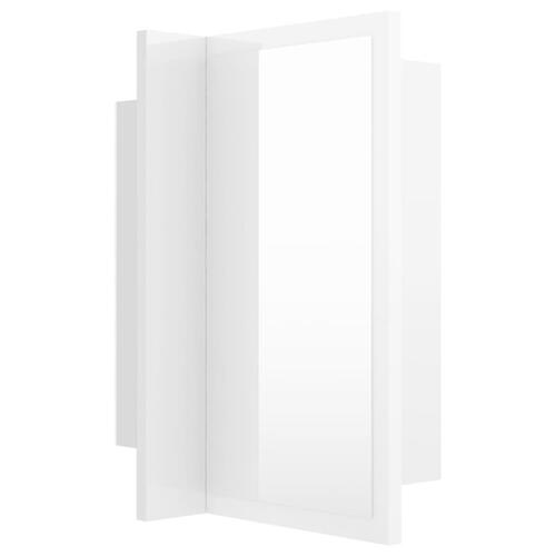 Badeværelsesskab m. spejl+LED-lys 40x12x45 akryl hvid højglans