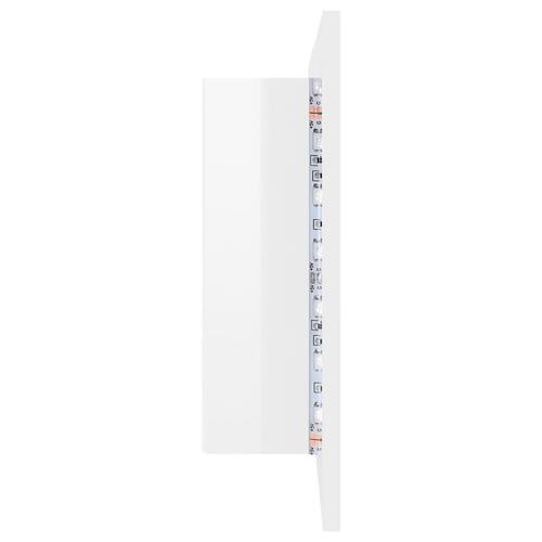Badeværelsesskab m. spejl+LED-lys 80x12x45 akryl hvid højglans