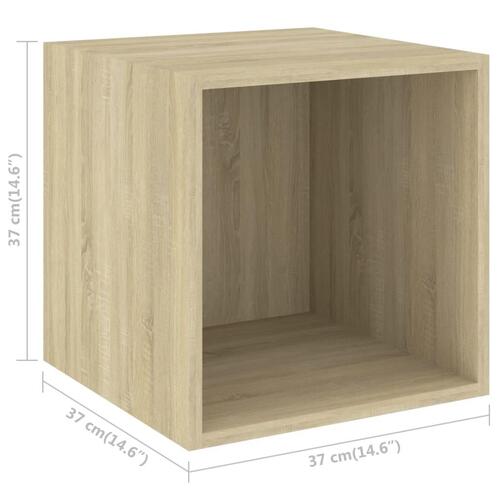 Vægskab 2 stk. 37x37x37 cm konstrueret træ sonoma-eg