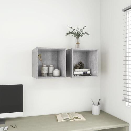 Vægskab 2 stk. 37x37x37 cm konstrueret træ betongrå