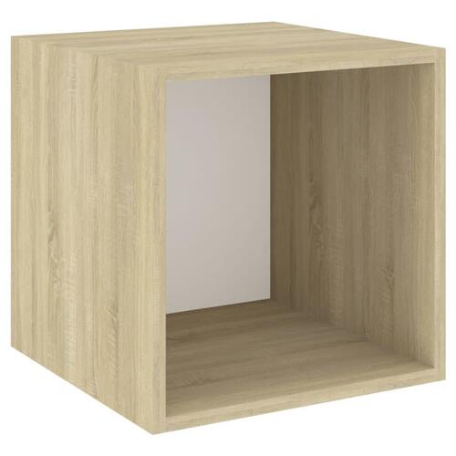 Vægskab 2 stk. 37x37x37 cm konstrueret træ hvid og sonoma-eg