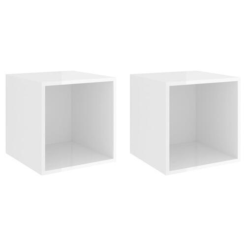 Vægskab 2 stk. 37x37x37 cm konstrueret træ hvid højglans