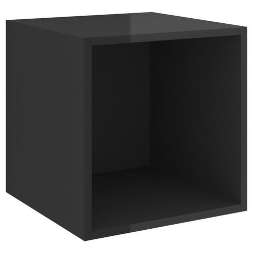 Vægskab 2 stk. 37x37x37 cm konstrueret træ sort højglans