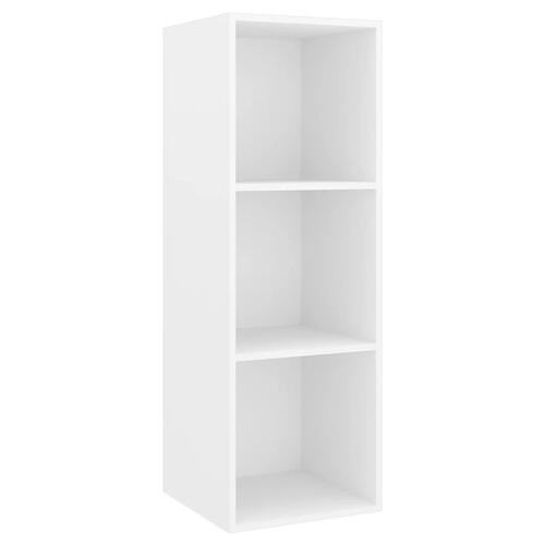 Væghængt tv-skab 37x37x107 cm konstrueret træ hvid