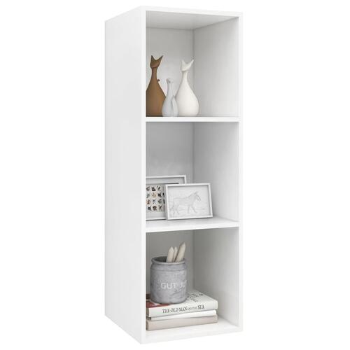 Væghængt tv-skab 37x37x107 cm konstrueret træ hvid