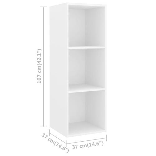 Væghængt tv-skab 37x37x107 cm konstrueret træ hvid