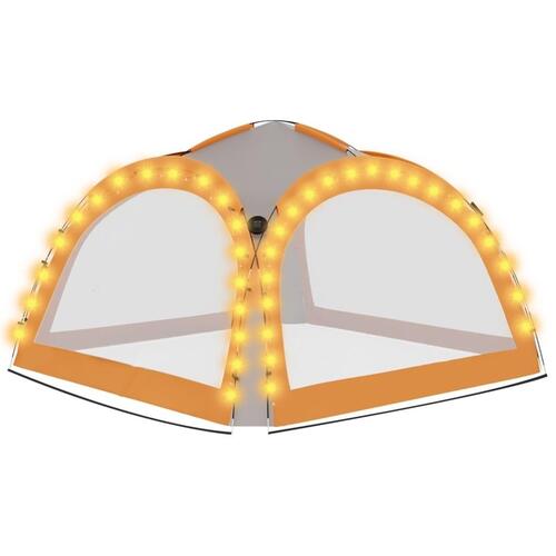 Festtelt med LED og 4 sidevægge 3,6x3,6x2,3 m grå og orange