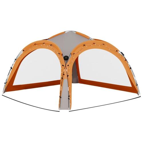 Festtelt med LED og 4 sidevægge 3,6x3,6x2,3 m grå og orange