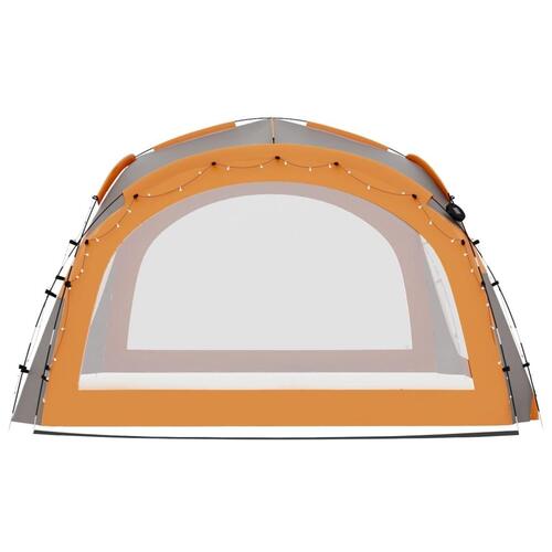Festtelt med LED og 4 sidevægge 3,6x3,6x2,3 m grå og orange