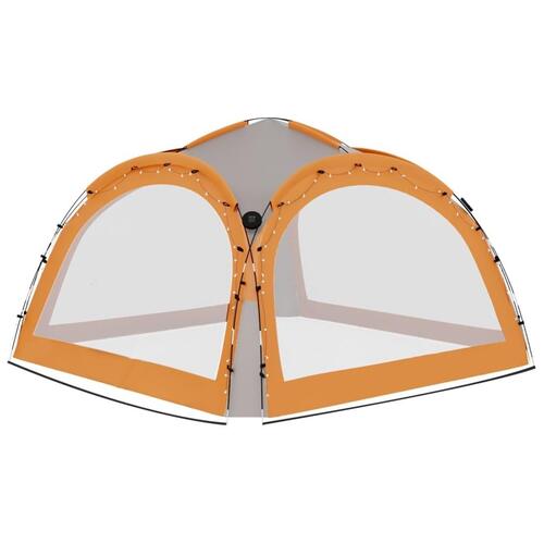 Festtelt med LED og 4 sidevægge 3,6x3,6x2,3 m grå og orange