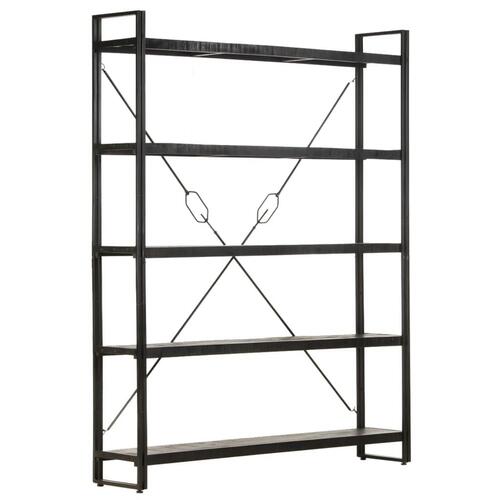 Bogreol med 5 hylder 140x30x180 cm massivt mangotræ sort