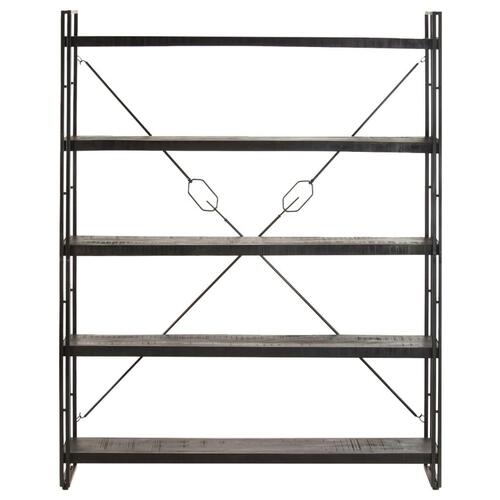 Bogreol med 5 hylder 140x30x180 cm massivt mangotræ sort