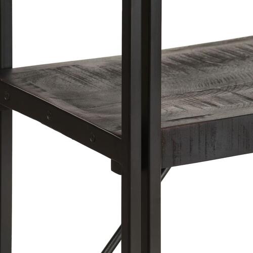 Bogreol med 5 hylder 140x30x180 cm massivt mangotræ sort