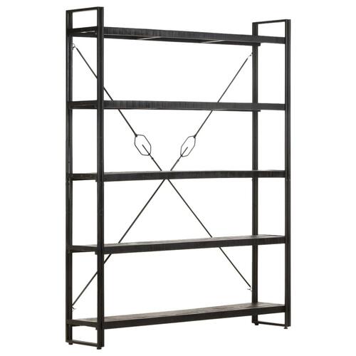 Bogreol med 5 hylder 140x30x180 cm massivt mangotræ sort