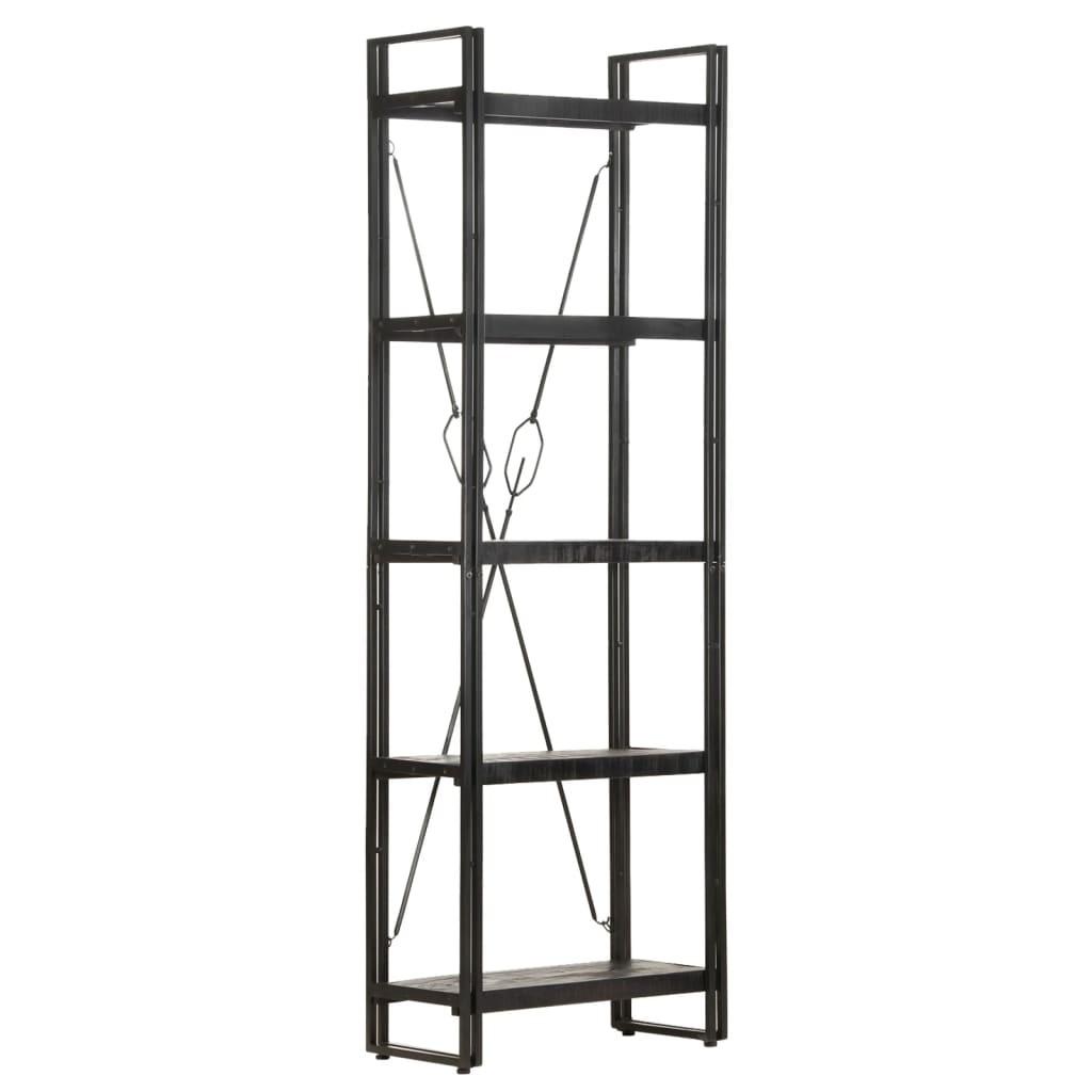 Bogreol med 5 hylder 60x30x180 cm massivt mangotræ sort