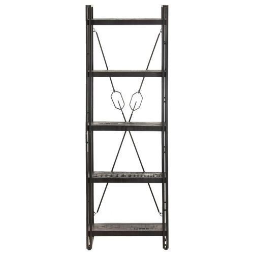 Bogreol med 5 hylder 60x30x180 cm massivt mangotræ sort