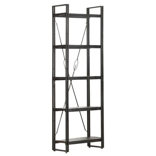 Bogreol med 5 hylder 60x30x180 cm massivt mangotræ sort
