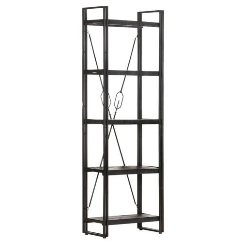 Bogreol med 5 hylder 60x30x180 cm massivt mangotræ sort