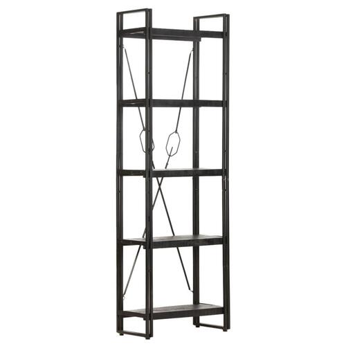 Bogreol med 5 hylder 60x30x180 cm massivt mangotræ sort