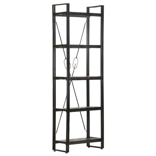 Bogreol med 5 hylder 60x30x180 cm massivt mangotræ sort