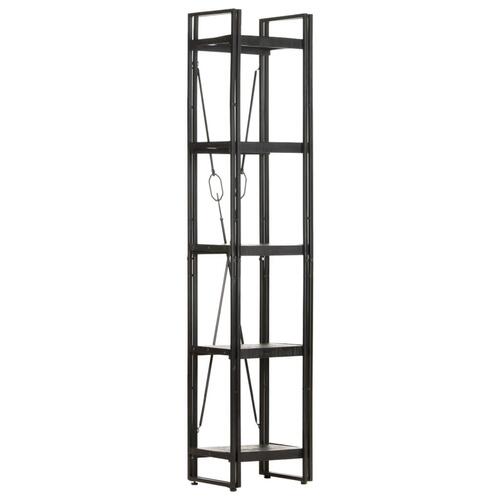 Bogreol med 5 hylder 40x30x180 cm massivt mangotræ sort