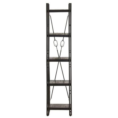 Bogreol med 5 hylder 40x30x180 cm massivt mangotræ sort