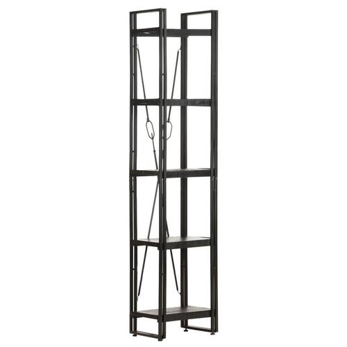 Bogreol med 5 hylder 40x30x180 cm massivt mangotræ sort