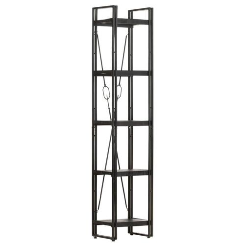 Bogreol med 5 hylder 40x30x180 cm massivt mangotræ sort