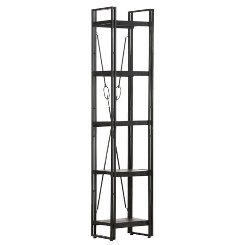 Bogreol med 5 hylder 40x30x180 cm massivt mangotræ sort