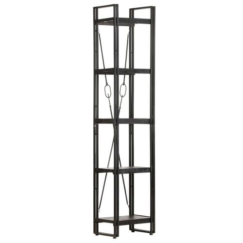 Bogreol med 5 hylder 40x30x180 cm massivt mangotræ sort